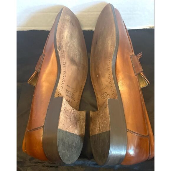 JOHNSTON & MURPHY BROWN LEATHER CROC  VAMP TASSEL LOAFERS MADE IN ITALY SZ 8 M - Picture 10 of 13